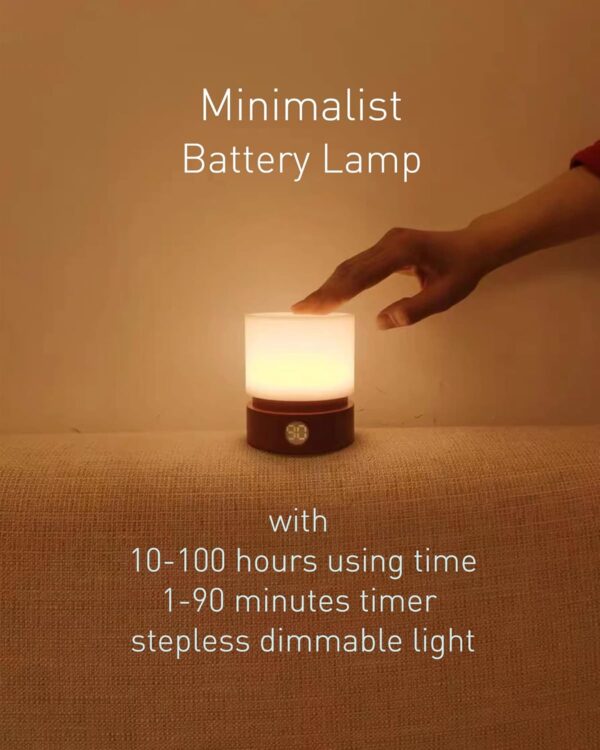 Timer Night Light,Dimmable LED Bedside Lamp,Night Light Kids and Baby Nursery,Woodgrain,Sleep Aids Light,Rechargeable,Battery Operated 2