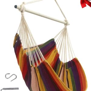 Hammock Chair Swing Indoor Hammock for Bedroom - Max 500 Lbs－Steel Spreader Bar with Anti-Slip Rings-Indoor & Outdoor