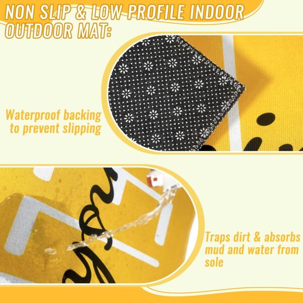 Hello Sunshine Door Mat Summer Doormat 17 X 29 Inch Yellow Doormat Decorative Entrance Mat Non-Slip Rubber Backing Floor Mat Washable Seasonal Spring Welcome Rugs for Indoor Outdoor 4