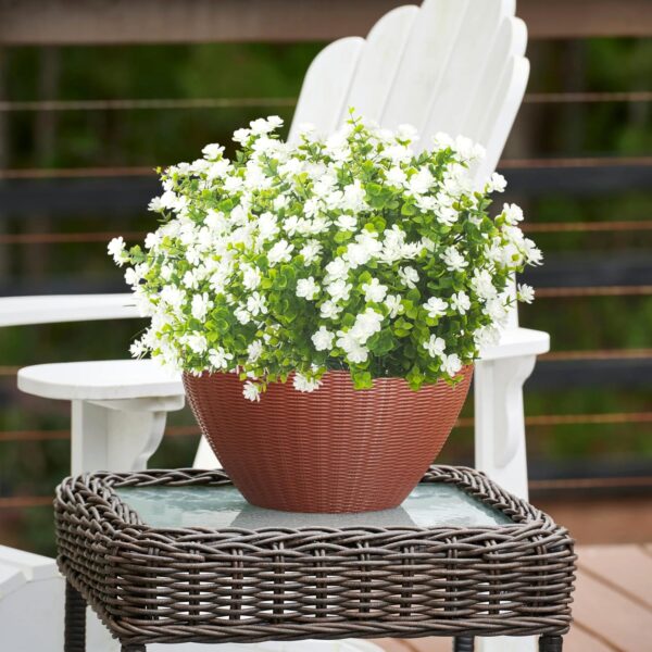 20 Bundles Artificial Flowers UV Resistant Fake Flowers No Fade Faux Plants Garden Porch Window Box Decorating (White) 5