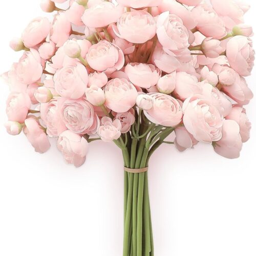 1 Ranunculus Artificial Flowers 18 Pcs Blush Faux Silk Mini Ranunculus Bulk Fake Wedding Filler Flowers for DIY Pink Bouquets, Centerpieces, Bridal Shower Decorations & Arrangements