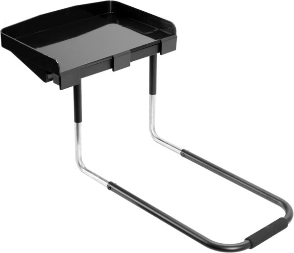 Height Adjustable Under Mattress 17 inch Bedside Shelf, Works with Lofts and Beds Without Frames, Heavy Duty Storage Tray, Fits Laptops, Books, and Drinks, Nightstand Alternative, Black 1