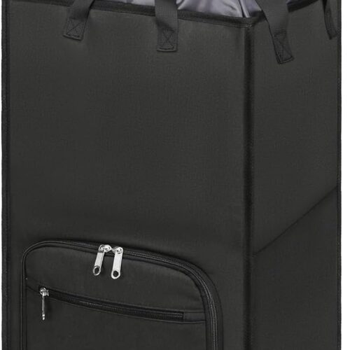 1 Extra Large Rolling Laundry Basket with Wheels, 90L Freestanding Collapsible Laundry Hamper Bag for Clothes Storage, Removable Wheeled Cart for College Dorm Apartment Laundry Room Bathroom