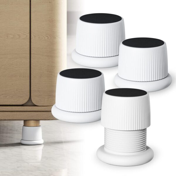 Adjustable Furniture Risers, 1.6-2.6 inch Bed Risers White, Durable Plastic and Anti Slip Couch Risers 2 inch for Sofa Bed Table and Chair Lifts(White - 4 pcs) 1