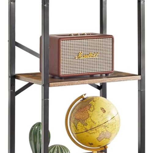 1 Bookshelf, 5-Tier Ladder Shelf Organizer, Narrow Shelving Unit, Corner Storage Racks, Large Capacity Bookcase, for Home Office Living Room Balcony Bathroom, 57.7" H, Metal Frame,UHBC005H
