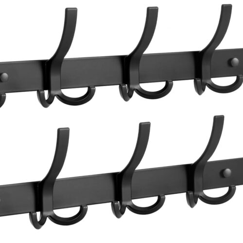 1 Coat Rack Wall Mount, 2 Pack Coat Hooks Wall Mount, Wall Hooks for Hanging, Hat Rack for Wall with 15 Hooks for Entryway and Bedroom