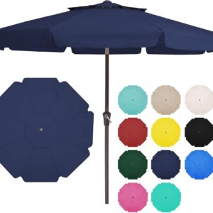 10' 2-Tiers Patio Umbrellas Outdoor Market Table Umbrella w/Push Button Tilt/Crank, 8 Sturdy Ribs, UV Protection Waterproof Sunproof(Navy Blue)
