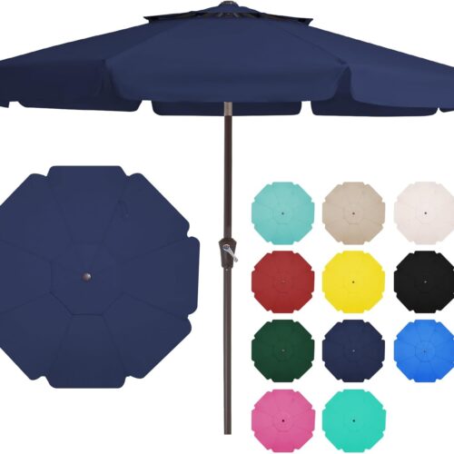 1 10' 2-Tiers Patio Umbrellas Outdoor Market Table Umbrella w/Push Button Tilt/Crank, 8 Sturdy Ribs, UV Protection Waterproof Sunproof(Navy Blue)