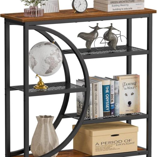 1 Entryway Table, Narrow Console Table, Industrial Sofa Table with 5 Tier Storage Shelves, Entrance Table for Hallway, Behind The Couch, Living Room, Foyer