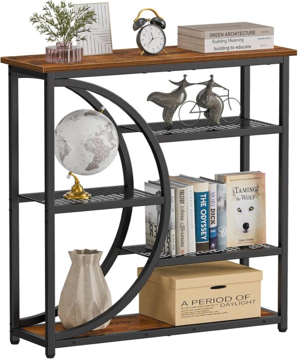 Entryway Table, Narrow Console Table, Industrial Sofa Table with 5 Tier Storage Shelves, Entrance Table for Hallway, Behind The Couch, Living Room, Foyer 1
