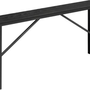 Console Table, 62.2" Long Sofa Table Behind Couch, Narrow Entryway Table, Farmhouse Dining Table with Angled Metal Frame, Industrial Console Table for Entryway, Black
