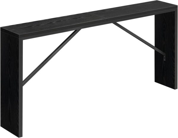Console Table, 62.2" Long Sofa Table Behind Couch, Narrow Entryway Table, Farmhouse Dining Table with Angled Metal Frame, Industrial Console Table for Entryway, Black 1