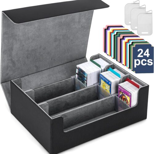 Card Deck Case for Trading Cards 1800+, MTG Card Storage Box, Leather Magnetic Closure Storage Box for Magic Commander, MTG, YuGiOh, PKM and Sports Cards