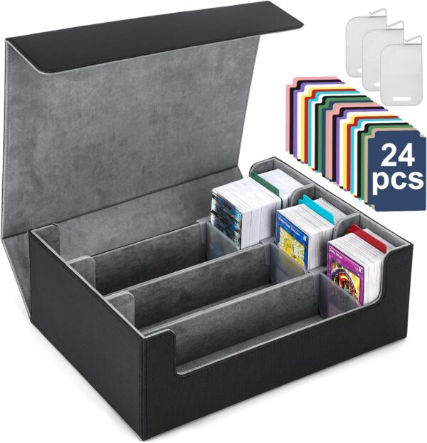 Card Deck Case for Trading Cards 1800+, MTG Card Storage Box, Leather Magnetic Closure Storage Box for Magic Commander, MTG, YuGiOh, PKM and Sports Cards 1
