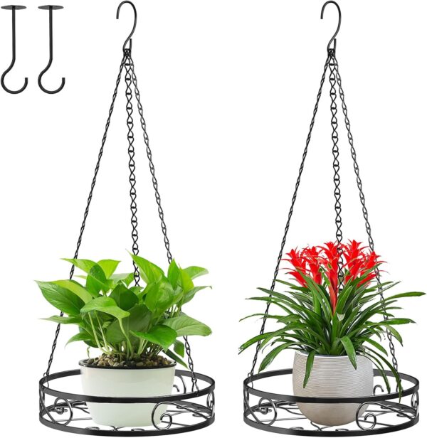 2-Pack Hanging Planters for Indoor Plants - Heavy Duty Metal Plant Hanger Indoor with 3 Chains and Hooks – Aesthetic Hanging Plant Holder for an Instant Gardening Decor 1