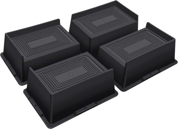 Bed Risers 3 Inch Heavy Duty,Oversized Couch Risers, Extra Wide Furniture Risers for Sofa Table Desk Headboard Chair Lifting,Rectangle Risering Blocks Support 6000 lbs(4 Pack Black) 1