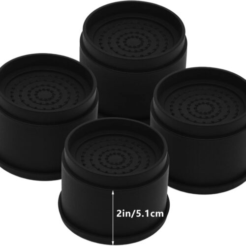 4 Sets Furniture Risers 2 inch Black Bed Risers, Heavy Duty Round Stackable Bed Lifts Risers 2" or 4" for Table, Sofa, Couch, Desk, Adjustable Bed Frame Risers