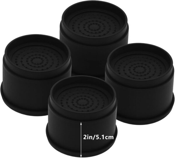 4 Sets Furniture Risers 2 inch Black Bed Risers, Heavy Duty Round Stackable Bed Lifts Risers 2" or 4" for Table, Sofa, Couch, Desk, Adjustable Bed Frame Risers 1