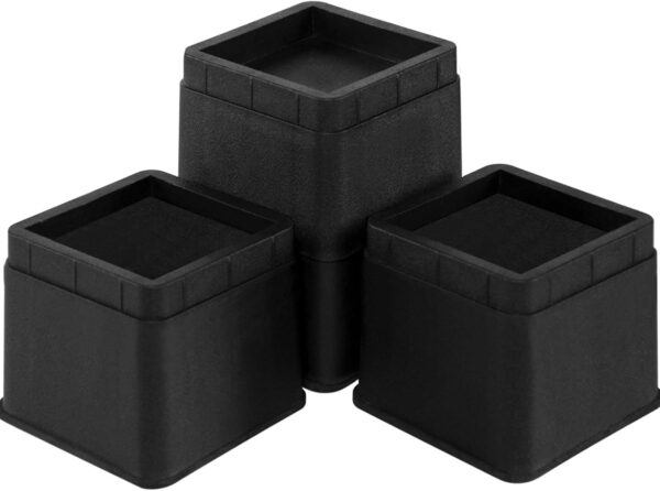 Bed Risers 3 Inch Heavy Duty Stackable Furniture Risers for Sofa Table Couch Lift Height of 3 or 6 Inches (4 Pack Black) 1