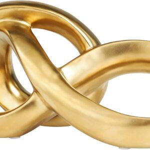 Ceramic Abstract Decorative Sculpture Infinity Loop Home Decor Statue, Accent Figurine 11" x 5" x 5", Gold