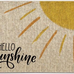 Summer Door Mat Hello Sunshine Decorative Doormat Entrance Rugs Farmhouse Home Kitchen Decoration Floor Front Door Mat Outdoor Indoor 17 x 27 Inch