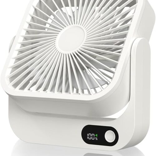 Table Fan with Magnetic, 5 Speed Adjustable Personal Strong Wind Quiet 270°Rotate Cooling Small Desk Fan for Bedroom Office Desktop