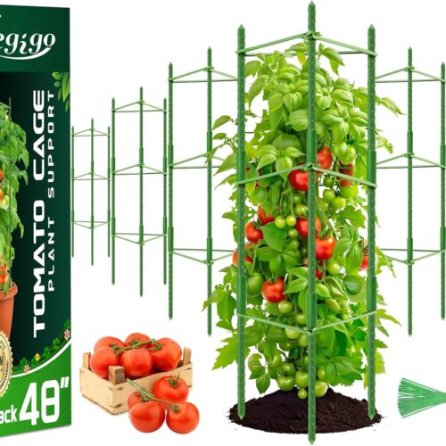 6-Pack Tomato Cage for Garden Plant Support- Up to 48inch Garden Stakes Tomato Cage, Tomato Trellis for Potted Plants, Tomato Cages Plant Stakes for Climbing Vegetables Plants Flowers