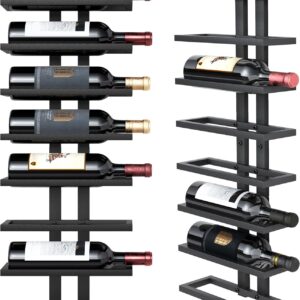 8 Tier Wall Mount Wine Rack, Wall Racks for Wine Bottles Display and Storage, Hanging Bottle Organizer for Living Room, Dining Room, Wine Cellar, Bar, Black