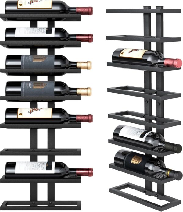 8 Tier Wall Mount Wine Rack, Wall Racks for Wine Bottles Display and Storage, Hanging Bottle Organizer for Living Room, Dining Room, Wine Cellar, Bar, Black 1