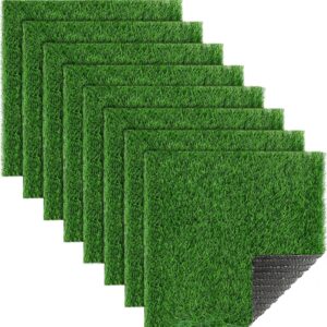Square Artificial Grass Table Placemats Set of 8, Green Turf Mat Table Centerpiece Decorations for Golf Theme Party Summer Spring Birthday Baby Shower Wedding
