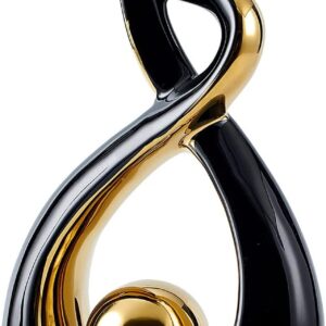 Home Decor Modern Art Ceramic Statue, Black Sculpture Table Decorations for Living Room Dining Room, Coffee Table Centerpiece Shelf Decor 12.2" H