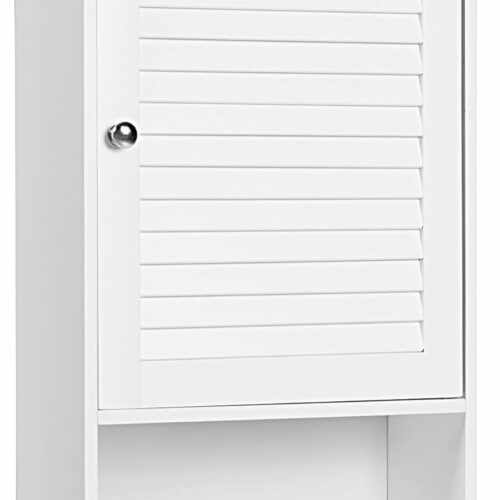 Bathroom Wall Cabinet, Bathroom Cabinet Wall Mounted with Single Shutter Door and Adjustable Shelf, Small Medicine Cabinet for Living Room, Kitchen or Entryway, 16.5 x 6.5 x 27.5 inches (White)