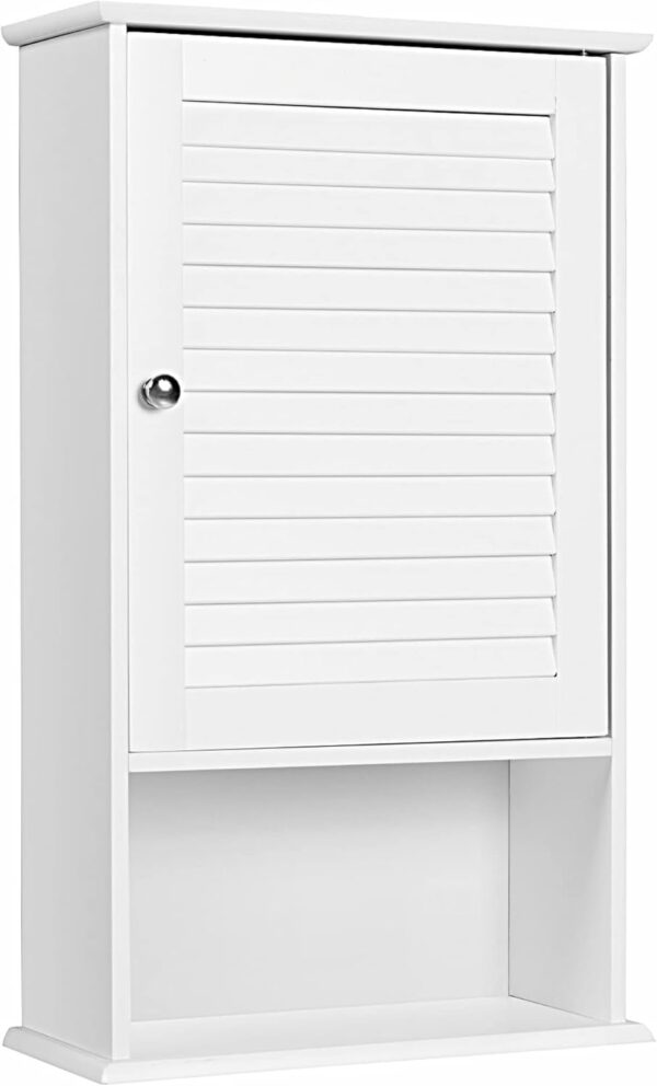 Bathroom Wall Cabinet, Bathroom Cabinet Wall Mounted with Single Shutter Door and Adjustable Shelf, Small Medicine Cabinet for Living Room, Kitchen or Entryway, 16.5 x 6.5 x 27.5 inches (White) 1