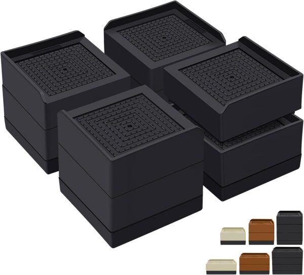 Heavy Duty Furniture Risers 3 Inch Elevator for Sofa Table and Desk, Couch Lifts Risers Elevation in Heights 1.5 or 3 Inch,Support Up to 1,300 Lbs(4 Pack,Black) 1 heavy duty 3 inch furniture risers 1300 lbs