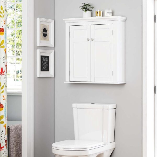 Bathroom Cabinet Wall Mounted, Hanging Bathroom Storage Cabinet Over Toilet, Medicine Cabinet with Doors and Shelves (White) 2