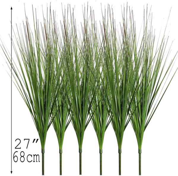 27" Artificial Plants Onion Grass Greenery Faux Fake Shrubs Plant Flowers Wheat Grass for House Home Indoor Outdoor Office Room Gardening Indoor Décor 6 Pack 3