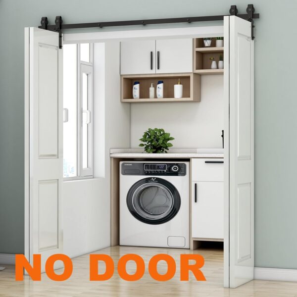 5FT/60'' Bi-Folding Barn Door Hardware Sliding Track kit Heavy Duty for 4 Doors(No Wood Door,Hardwware Only) 2