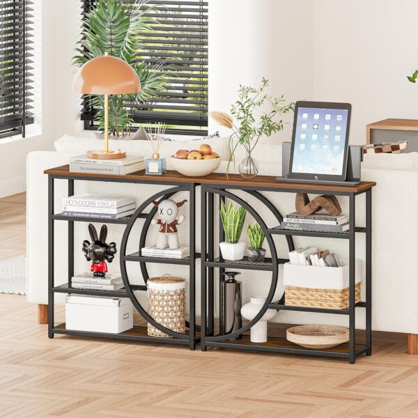 Entryway Table, Narrow Console Table, Industrial Sofa Table with 5 Tier Storage Shelves, Entrance Table for Hallway, Behind The Couch, Living Room, Foyer 2