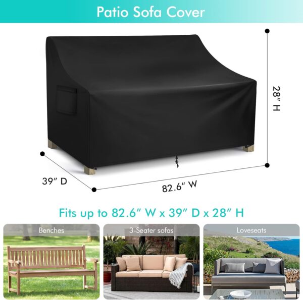 Patio Sofa Cover Waterproof, 3-Seater Outdoor Sofa, Heavy Duty Deep Lounge Loveseat, Large Lawn Furniture with Air Vent, 82.6’’ W x 39’’ D x 28’’ H 2