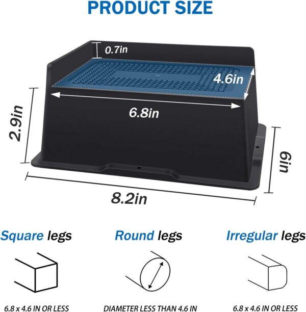 Bed Risers 3 Inch Heavy Duty,Oversized Couch Risers, Extra Wide Furniture Risers for Sofa Table Desk Headboard Chair Lifting,Rectangle Risering Blocks Support 6000 lbs(4 Pack Black) 5