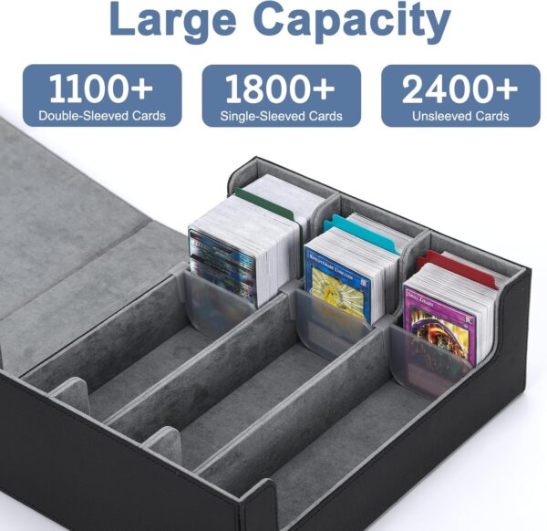 Card Deck Case for Trading Cards 1800+, MTG Card Storage Box, Leather Magnetic Closure Storage Box for Magic Commander, MTG, YuGiOh, PKM and Sports Cards 3