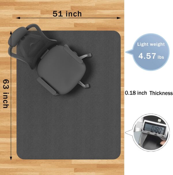 Office Chair Mat for Hard Floors, Slip Resistant Heavy Duty Under Desk Chair Mat for Hardwood Floor, 51"x63"Inch, Black 5