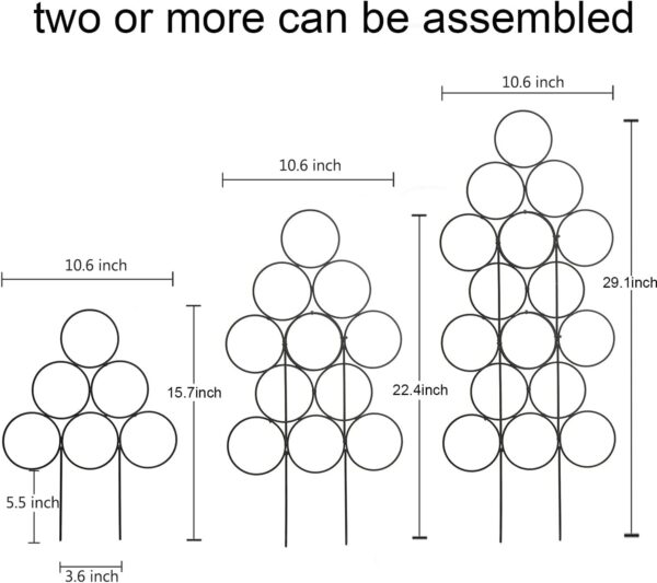 Trellis for Climbing Plants Indoor,4 Pack Stackable Garden Trellis for Potted Plant Support, 15.7 Inch Small Houseplant Metal Wire Trellis for Vine Ivy Rose Plant Trellis (Black) 2