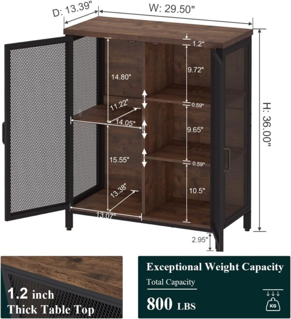 Coffee Bar Cabinet for Liquor, Small Storage Cabinet for Home Kitchen, Farmhouse Buffet Sideboard Console Table, Industrial Alcohol Cabinets for Dining Entryway Living Room (Rustic Oak) 4