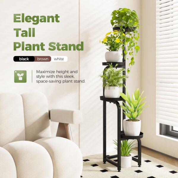 Tall Plant Stand Indoor Outdoor, Corner Metal Flower Pot Stands for Multiple Plants, 4 Tier Heavy Duty Plant Shelf for Patio Garden Balcony Living Room Bedroom(Patent Design) 2