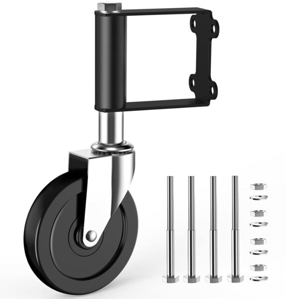 Gate Wheels for Wooden Gate, Gate Caster Wheel Spring Loaded for Metal Tube Swing Gate Fence Gate Wheel for Gates Heavy Duty Outdoor Farm Vinyl Gate Rollers, 250 Lbs, Upgraded 5 Inches, Black 3