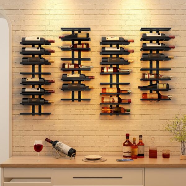 8 Tier Wall Mount Wine Rack, Wall Racks for Wine Bottles Display and Storage, Hanging Bottle Organizer for Living Room, Dining Room, Wine Cellar, Bar, Black 5