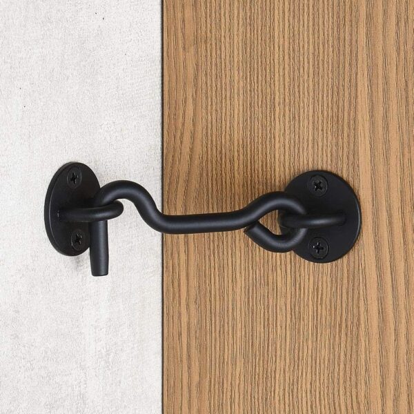 4” Privacy Hook and Eye Gate Latch Easy Lock for Barn Door, Black 4