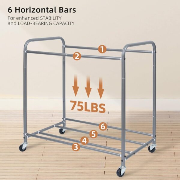 3 Section Laundry Sorter, 35.9 Gal (136 L) Laundry Hamper Cart with Heavy Duty Rolling Lockable Wheels and Removable Bags, Clothes Organizer Basket Clothes Separator Hamper, Gray 5