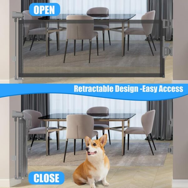 14" H Short Puppy Gate - 59" Wide Step Over Mesh Dog Gate Retractable Indoor Outdoor Expands Up to 59 Inches 2